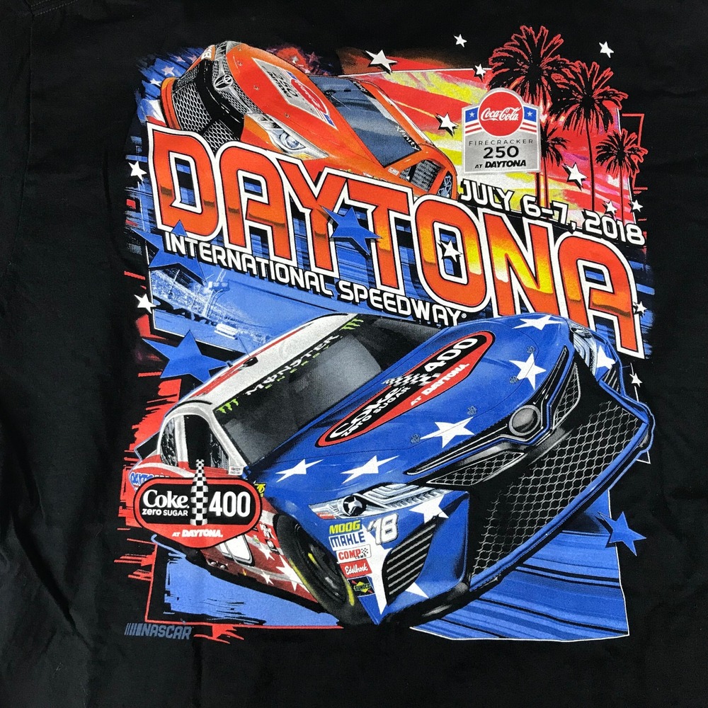 Daytona Speedway 2018 Coke 400 Firecracker 250 NASCAR  T-Shirt 2XL Black XXL
